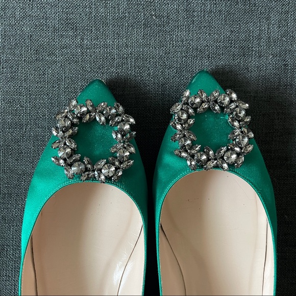 SJP Divine flats in Green Satin - Picture 6 of 16